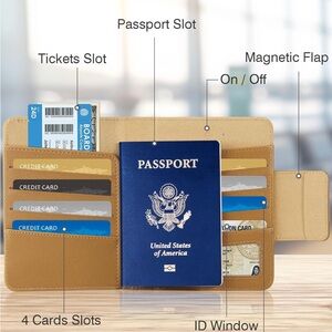 Wireless Charging Passport Holder - Brown